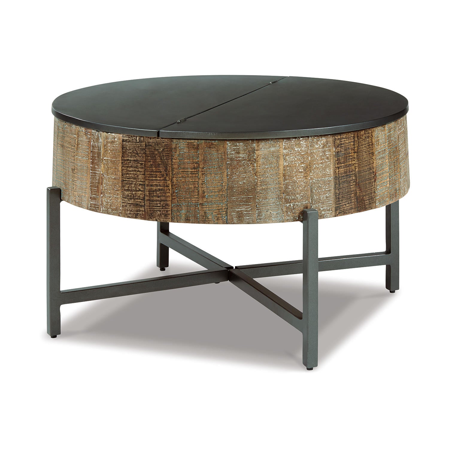 Nashbryn Round Coffee Table - Gray/Brown