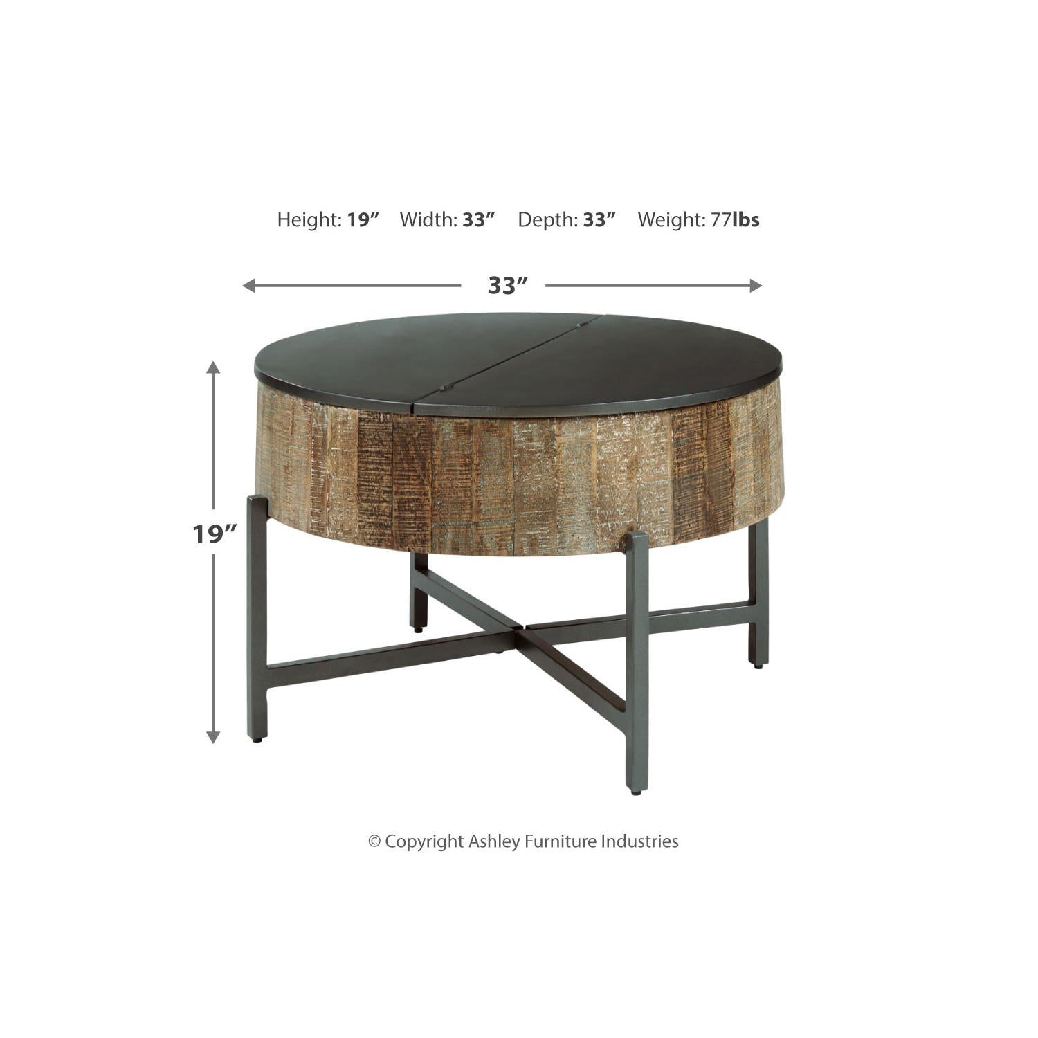 Nashbryn Round Coffee Table - Gray/Brown